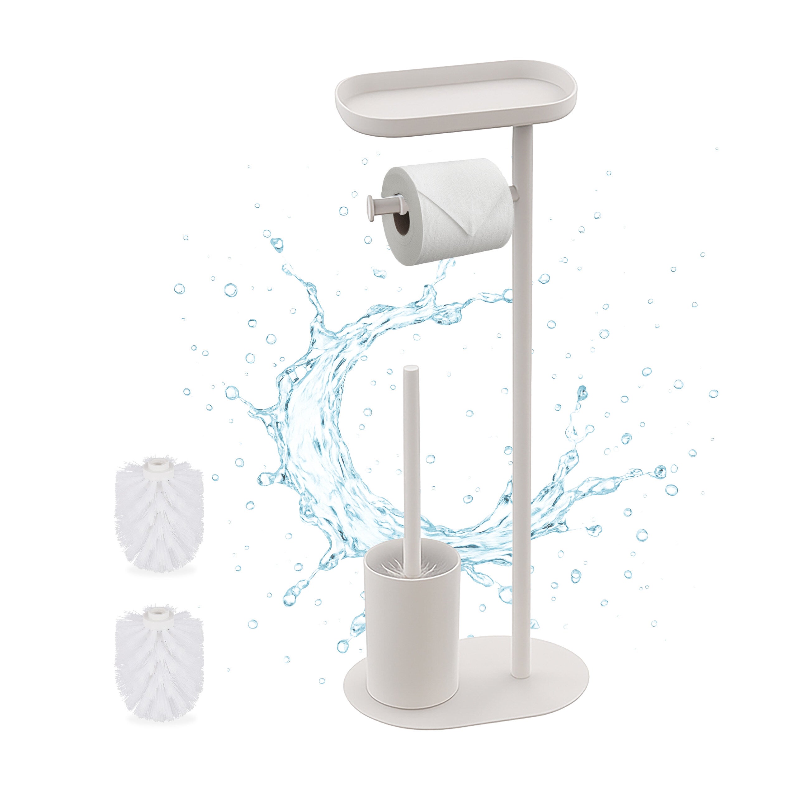 Portarotolo E Portascopino Da Bagno 2 In 1 – Relaxdays, Ferro E Legno Nero, 78x23x18 Cm