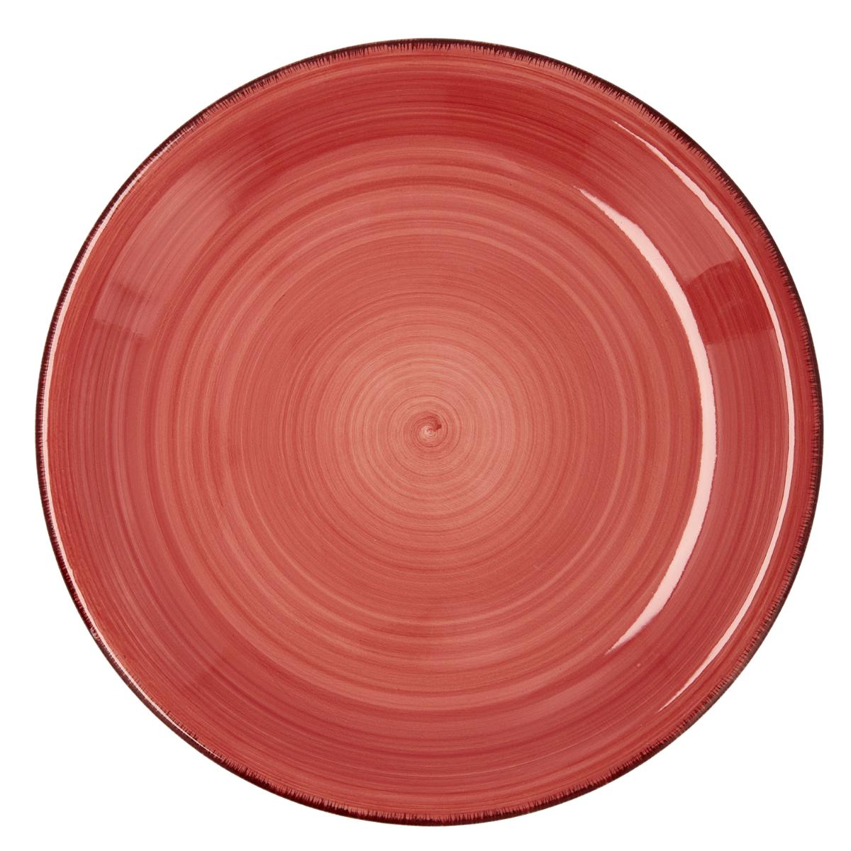 Set Di 18 Stoviglie In Ceramica Per 6 Persone Dipinte A Mano Rosso Corallo Vita Quid