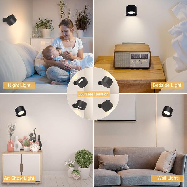 Set di 2 lampade da parete per interni, lampada da parete a LED ricaricabile con telecomando touch, 3 livelli di luminosità, 3 temperature di colore | Leroy Merlin Set di 2 lampade da parete per interni, lampada da parete a LED ricaricabile con telecomando touch, 3 livelli di luminosità, 3 temperature di colore | Leroy Merlin