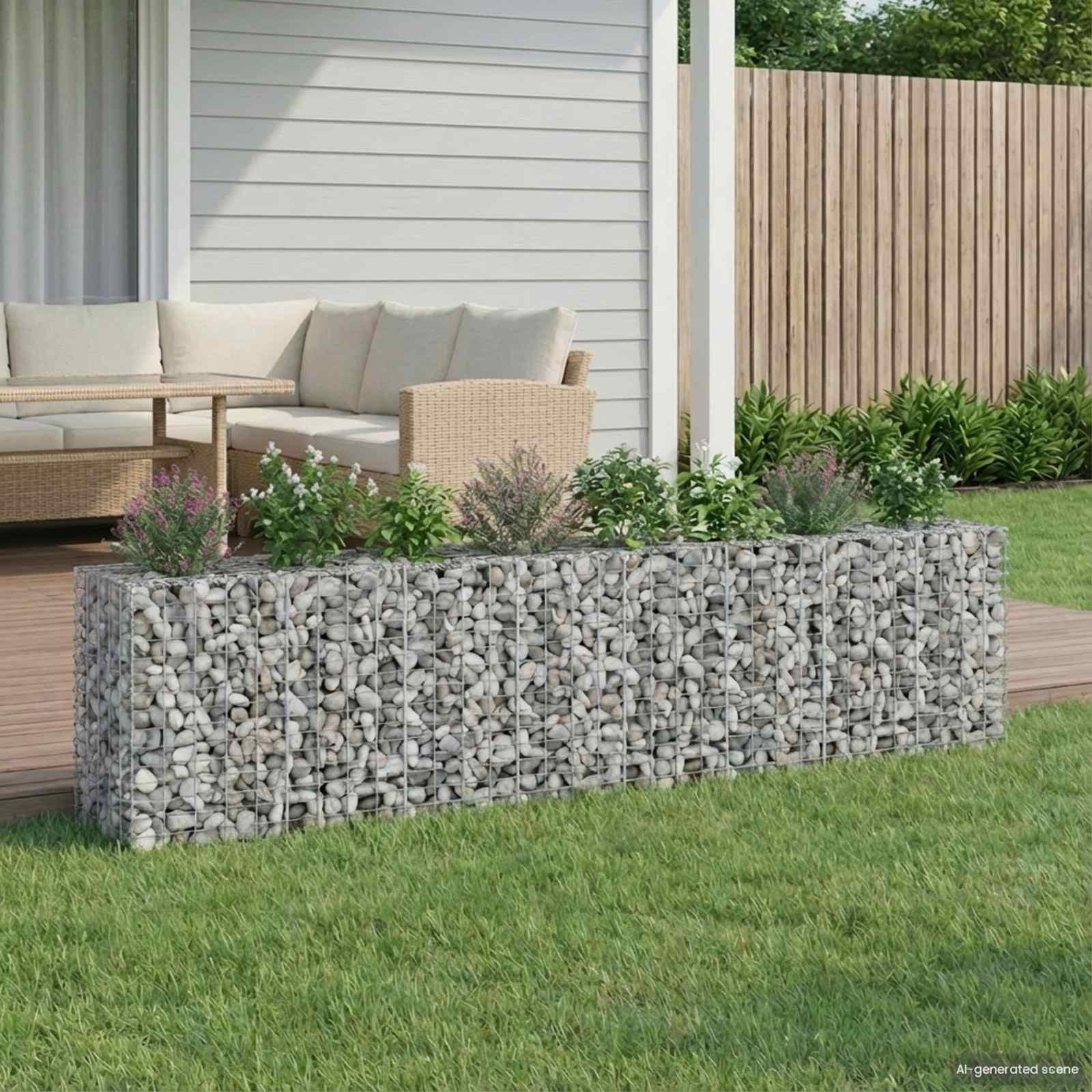 Lit surélevé gabion 2 pcs Argenté 330 x 50 x 80 cm | Leroy Merlin