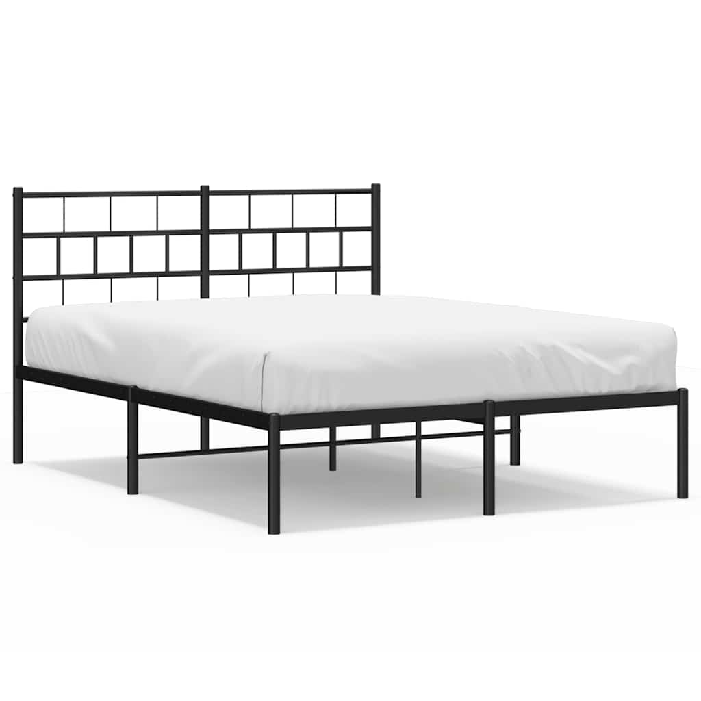 Łóżko Metalowe Czarne Rama Łóżka Ze Stelażem Do Sypialni Pokoju 135x190 cm