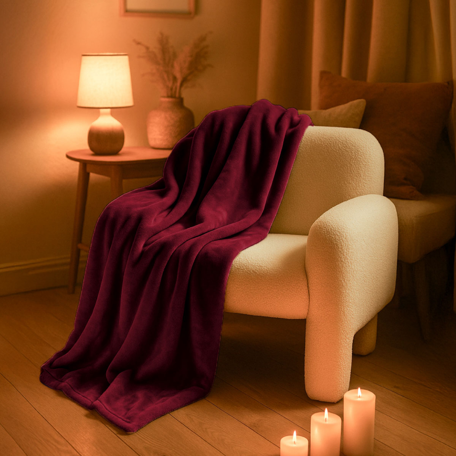 Couverture, plaid polaire, jeté de canapé 150 x 200 cm en flanelle ultra doux - Prune - Vivezen - 3