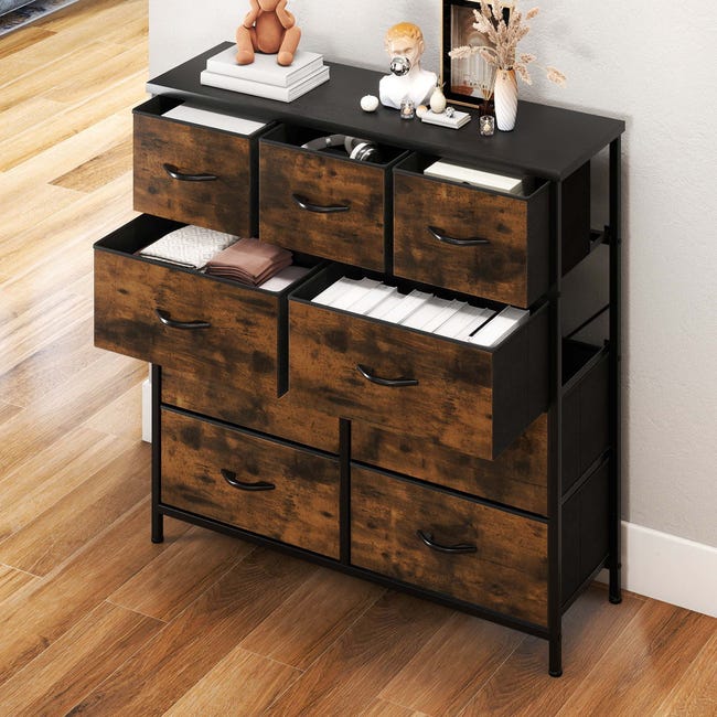 Commode 6 Tiroirs Bois, Armoire à Tiroirs Commode Chambre Adulte, Meuble de Rangement pour Salon et Entrée Couloir, Brun Foncé(100 x 34 x 73cm) | Leroy Merlin Commode 6 Tiroirs Bois, Armoire à Tiroirs Commode Chambre Adulte, Meuble de Rangement pour Salon et Entrée Couloir, Brun Foncé(100 x 34 x 73cm) | Leroy Merlin