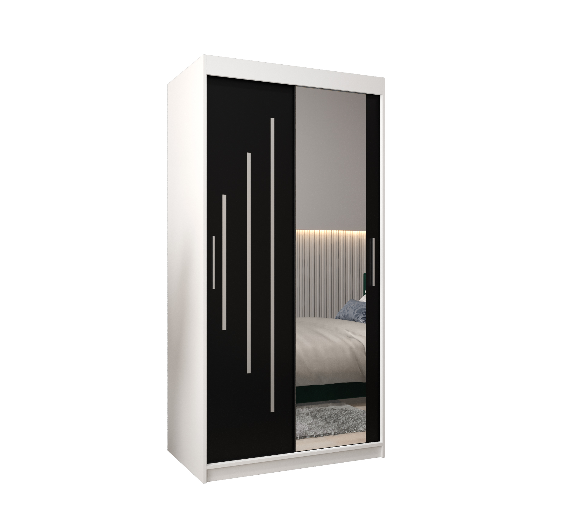 Szafa przesuwna garderoba York 2 100 x 62 x 200 cm Biały + Czarny - Abiks Meble