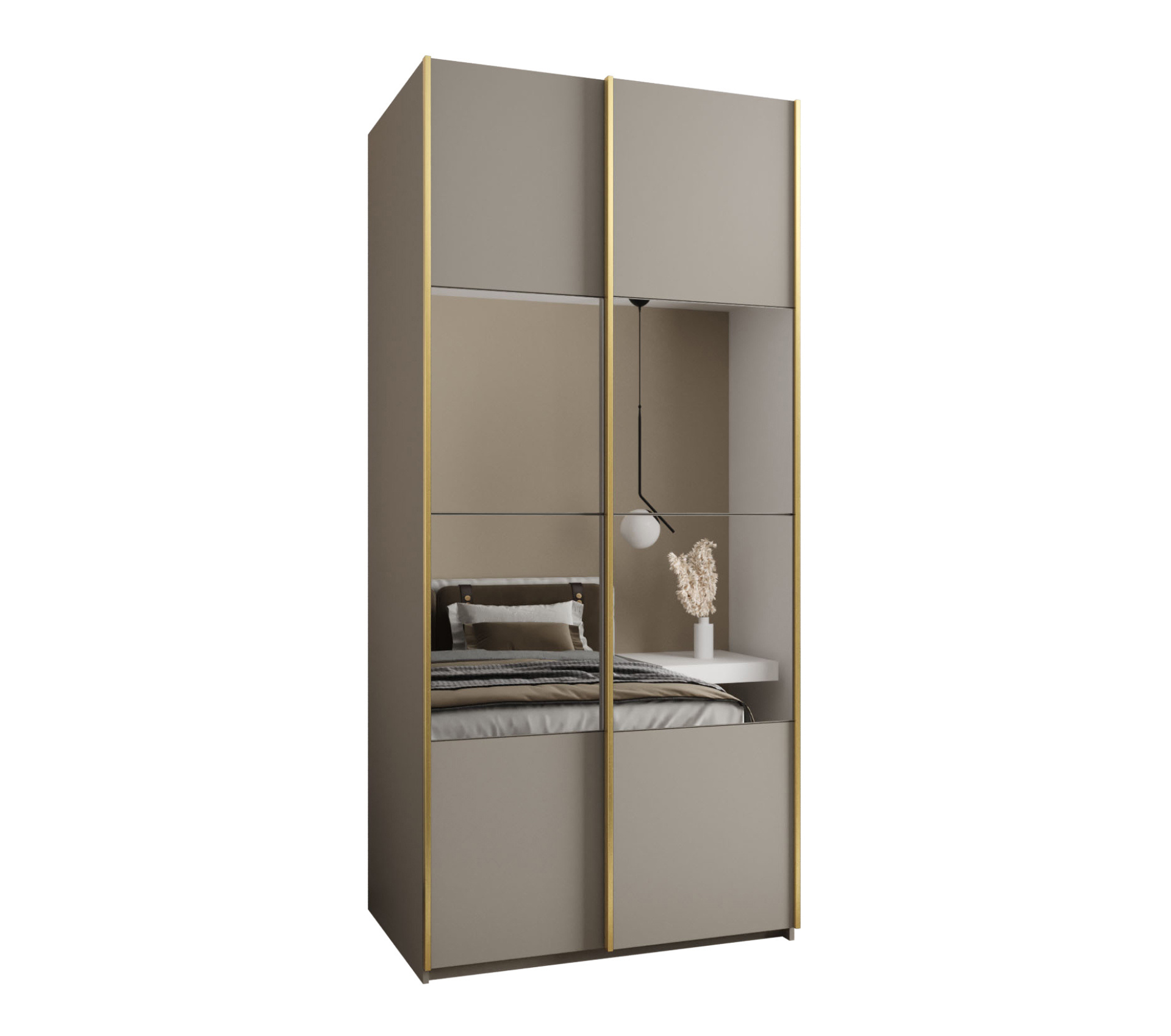 Szafa przesuwna wysoka Lux 4 120 x 64 x 245,5 cm kaszmir + kaszmir + u. złoty - Abiks Meble
