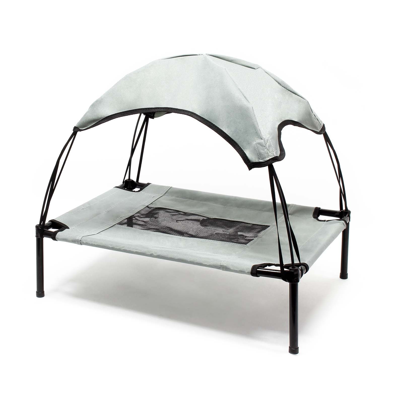 Transat pour chiens et chats avec Toit – couleur Grise – M / 76 x 60 x 16 cm – 25 kg max – en tissu Oxford – Lit de camp relaxant surélevé… Wiltec - 2