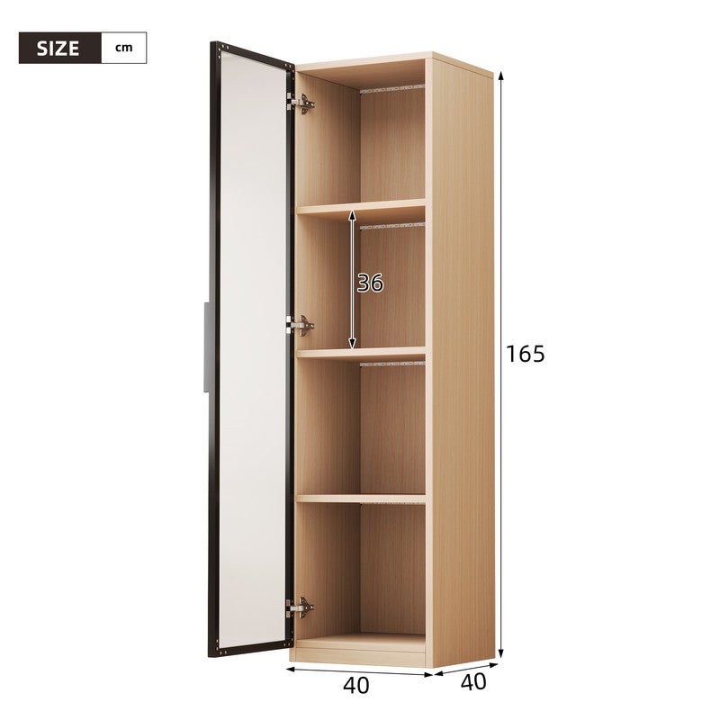 Vitrine Étroite avec 1 porte en Verre Trempé - 40x40x165 cm - Meuble De Présentation avec Éclairage LED, Meuble Haut avec Charnieres Silencieuses - 3