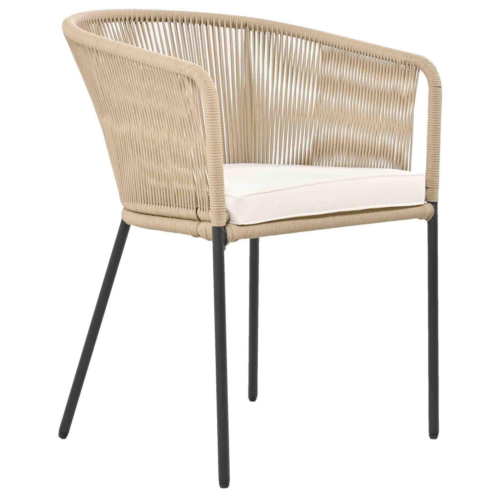 Juego de comedor para exterior de 7 piezas, mesa de acacia y sillas de cuerda, cojines lavables - 7