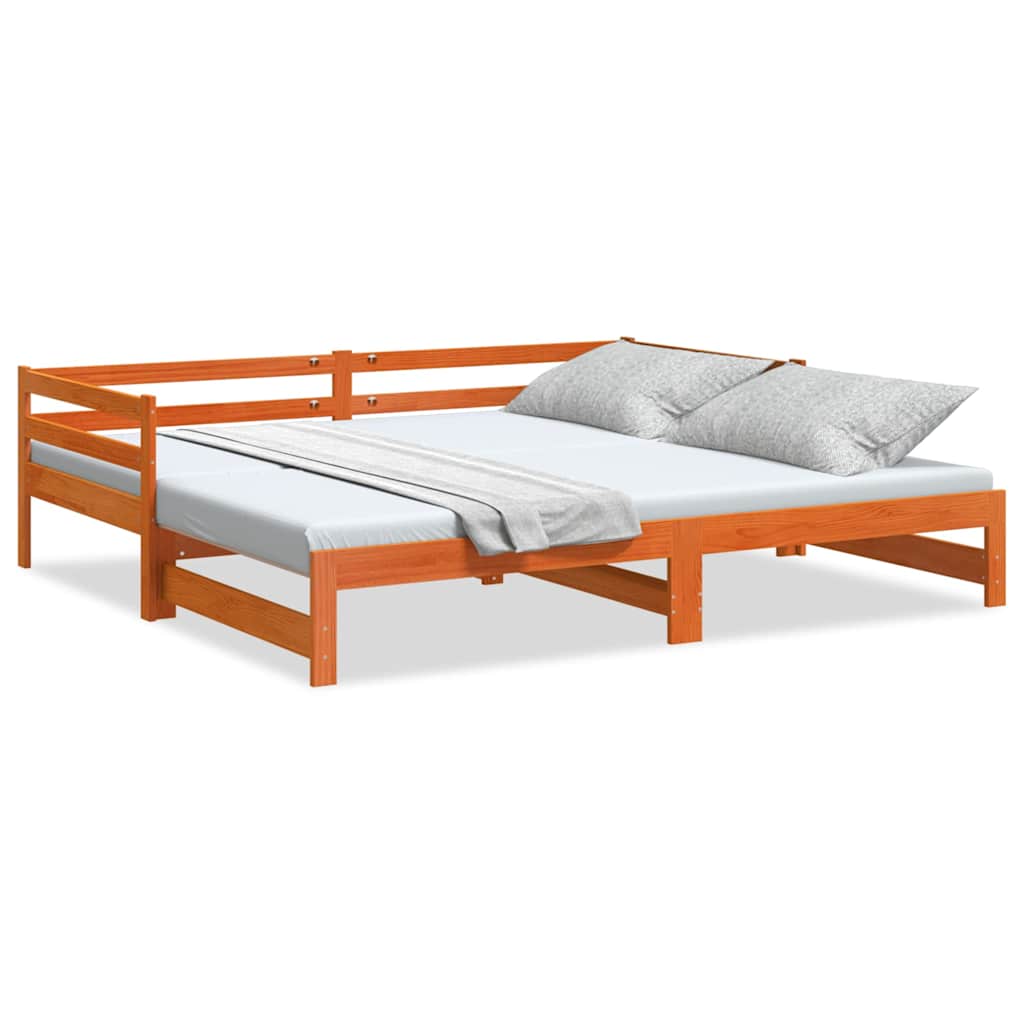 Łóżko Dzienne Rozsuwane Sofa Rama Łóżka Drewniana Brąz 90x200 cm