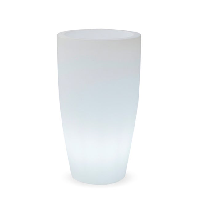 BAMBÚ 90 Jardinière ronde avec lumière pour plantes et fleurs très résistante. Chargement solaire et batterie rechargeable. Lumière RGB.