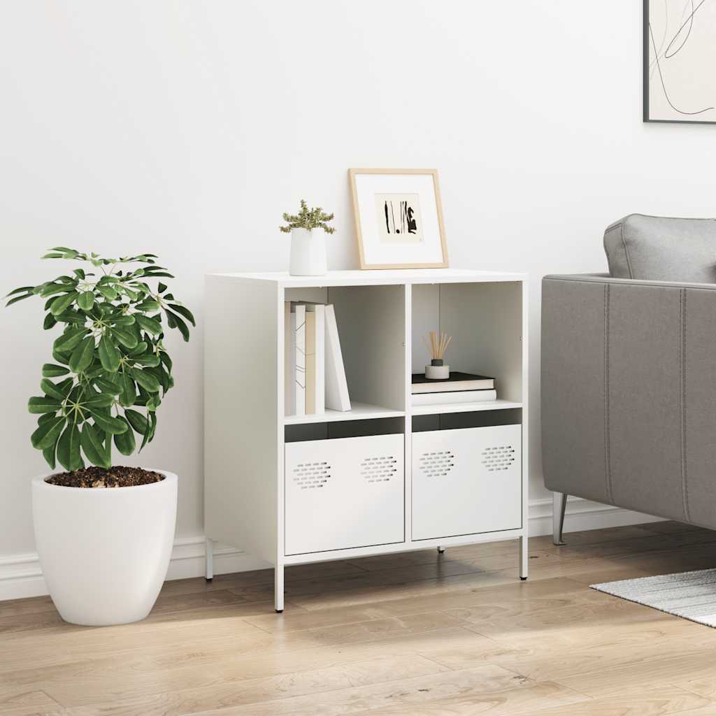 Credenza Bianca 68x39x73,5 cm in Acciaio Laminato a Freddo vidaXL - 4