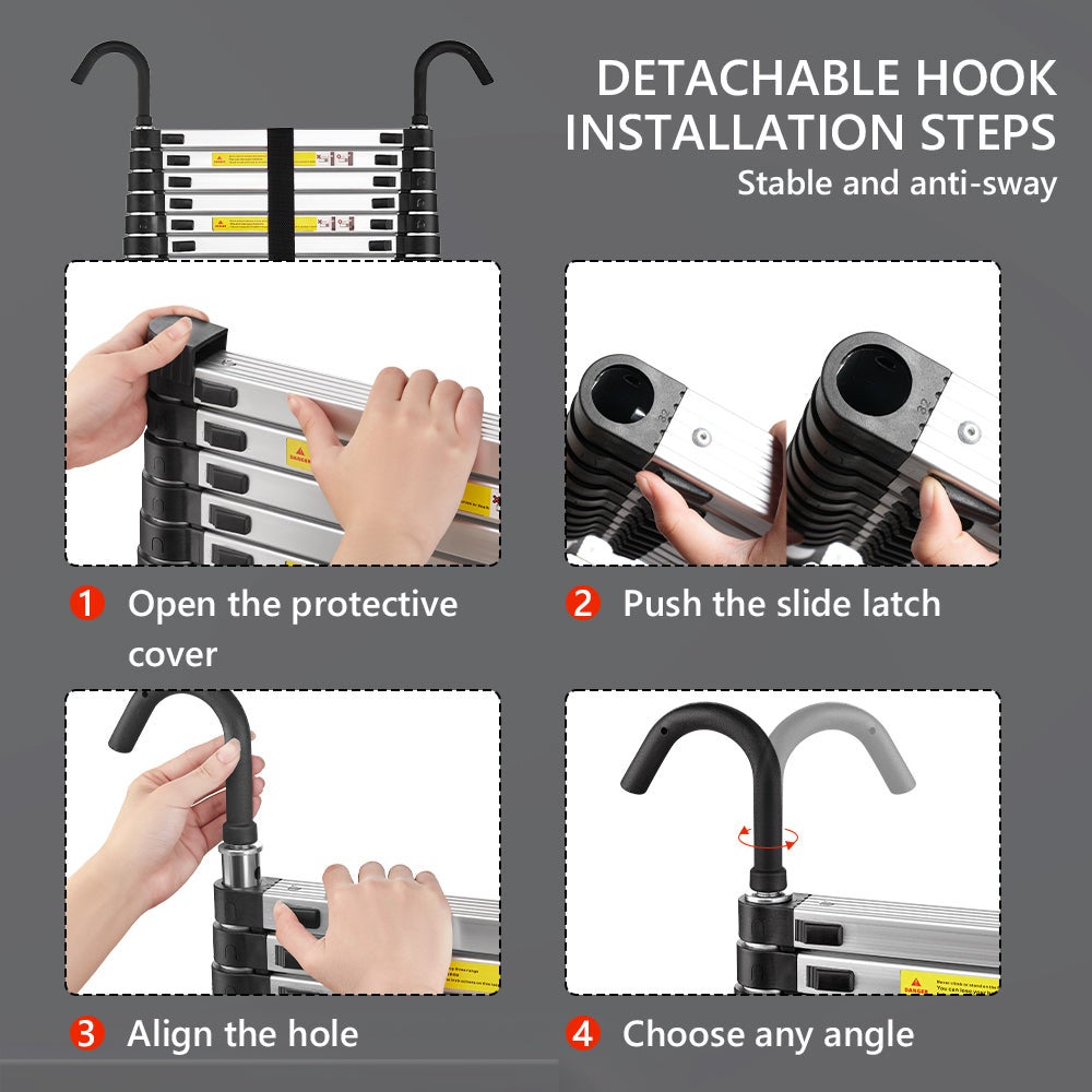 STANEW Échelle Télescopique 3,2M en Aluminium Bricolage Pliable, Charge Maximale 150kg - 4