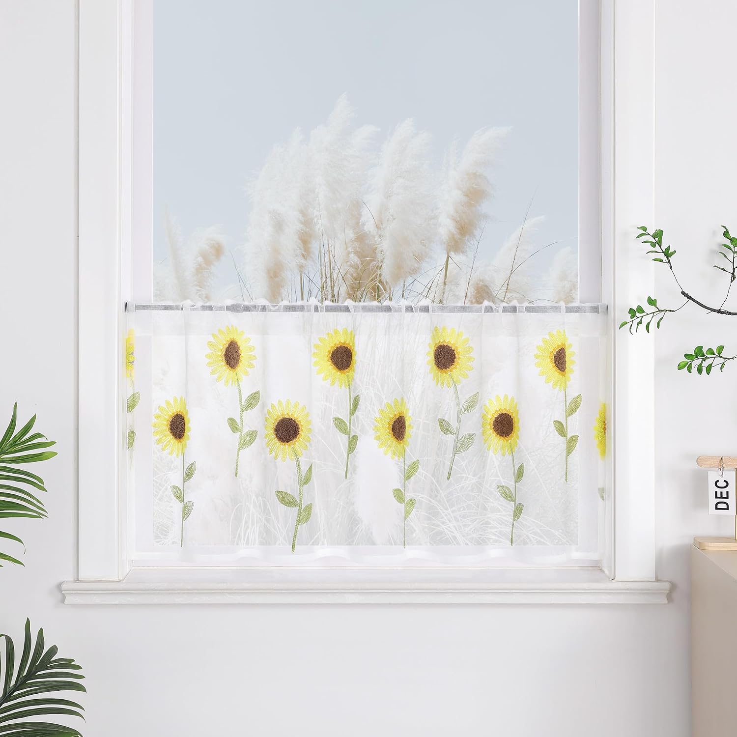Rideau Cuisine Court Brise-Bise Blanc 1 Panneau L120 x H60 cm | Leroy ...
