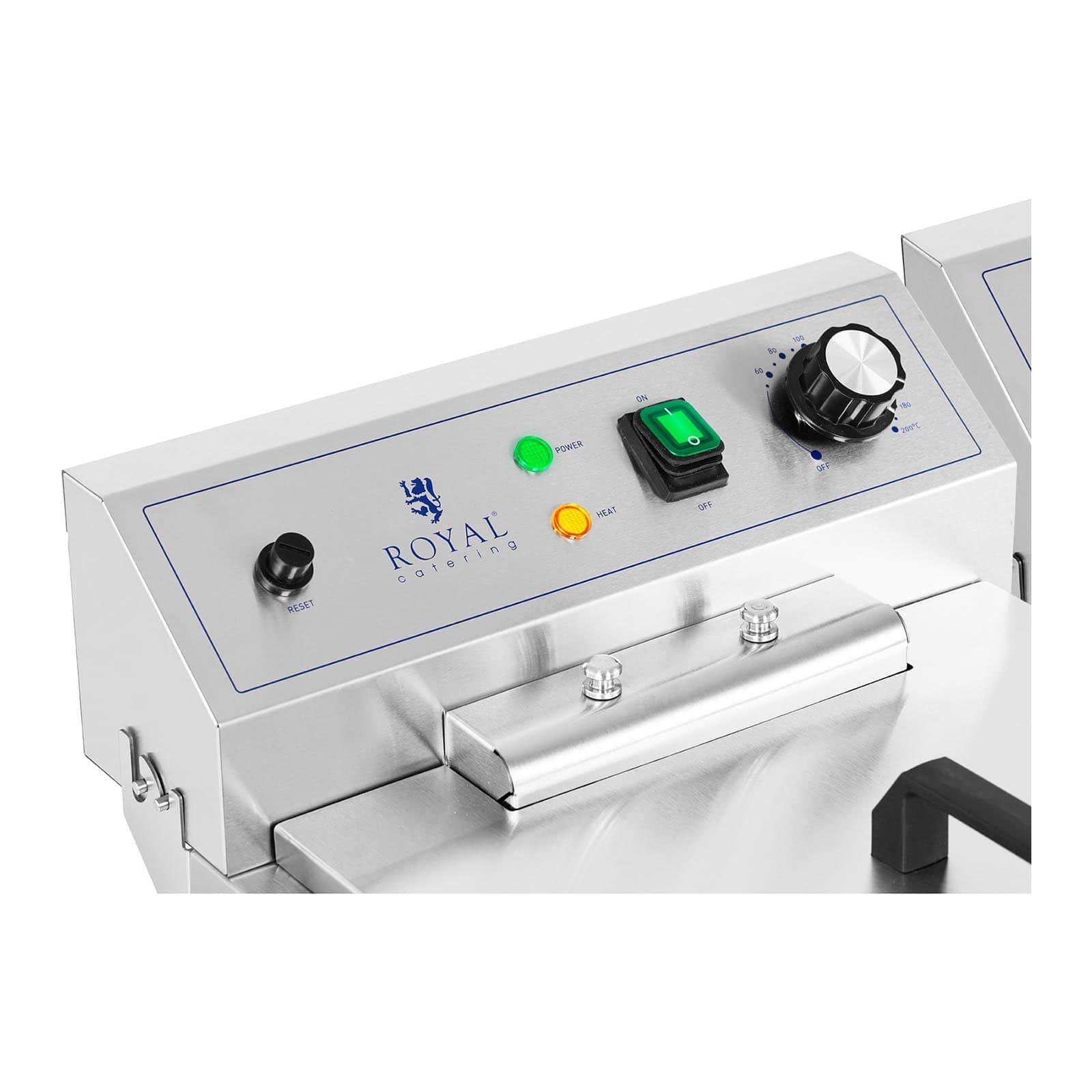 Friteuse Professionnelle VERTES 2x10L - 6000W, Inox, Zone Froide, Température Réglable 50-200°C