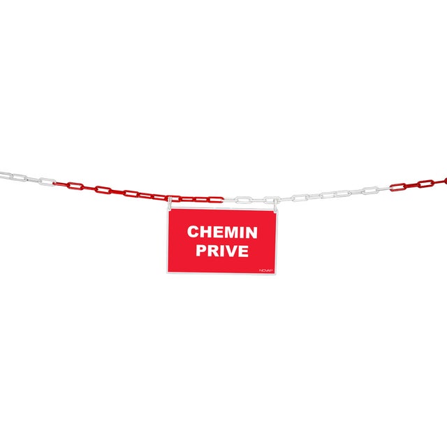 Kit de délimitation chaîne 5m rouge/blanc et panneau chemin privé - 1365025