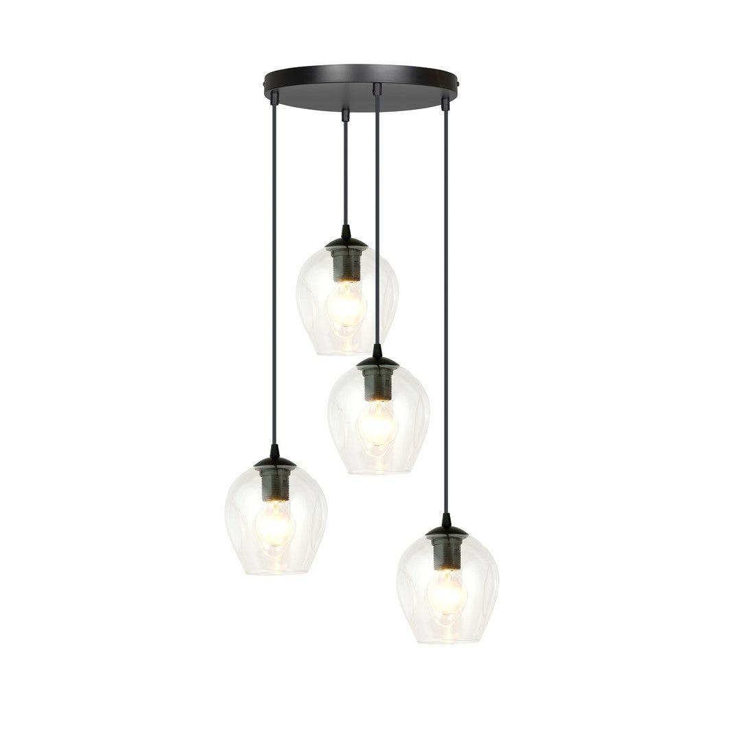 Lampa wisząca Istar czarno-przezroczysta 4xE27x15W wym: 100 x 40 x 40 cm szkło Emibig