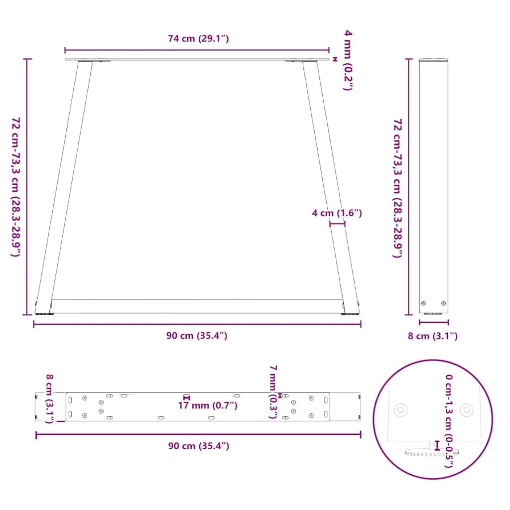 Pernas de mesa de jantar em forma de V 2 unidades de aço preto - COMFORTXL - 9