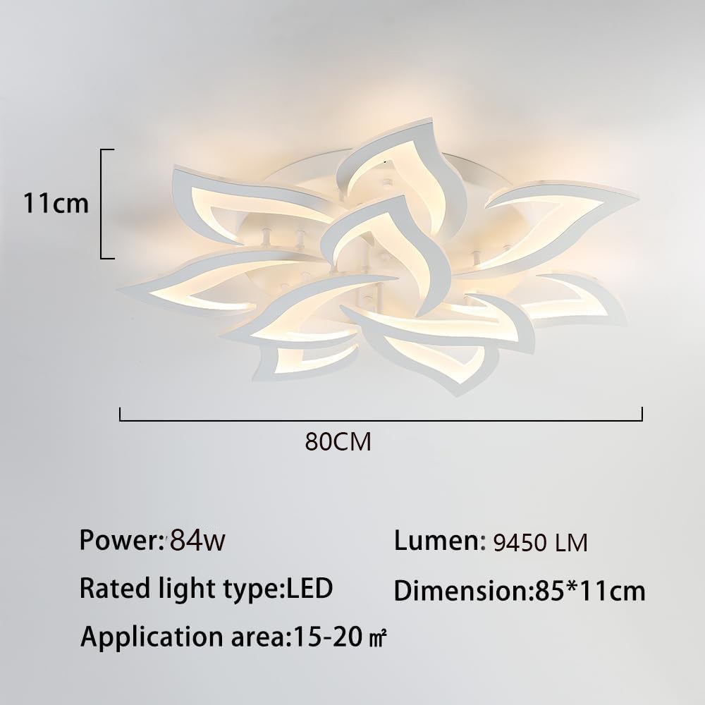 COMELY Plafonnier LED Dimmable 84W 9450LM, Lampe de Plafond Moderne en Forme de Pétale 3000K-6500K, Luminaire Créatif pour Salon,Chambre,Hall d’Entrée - 6