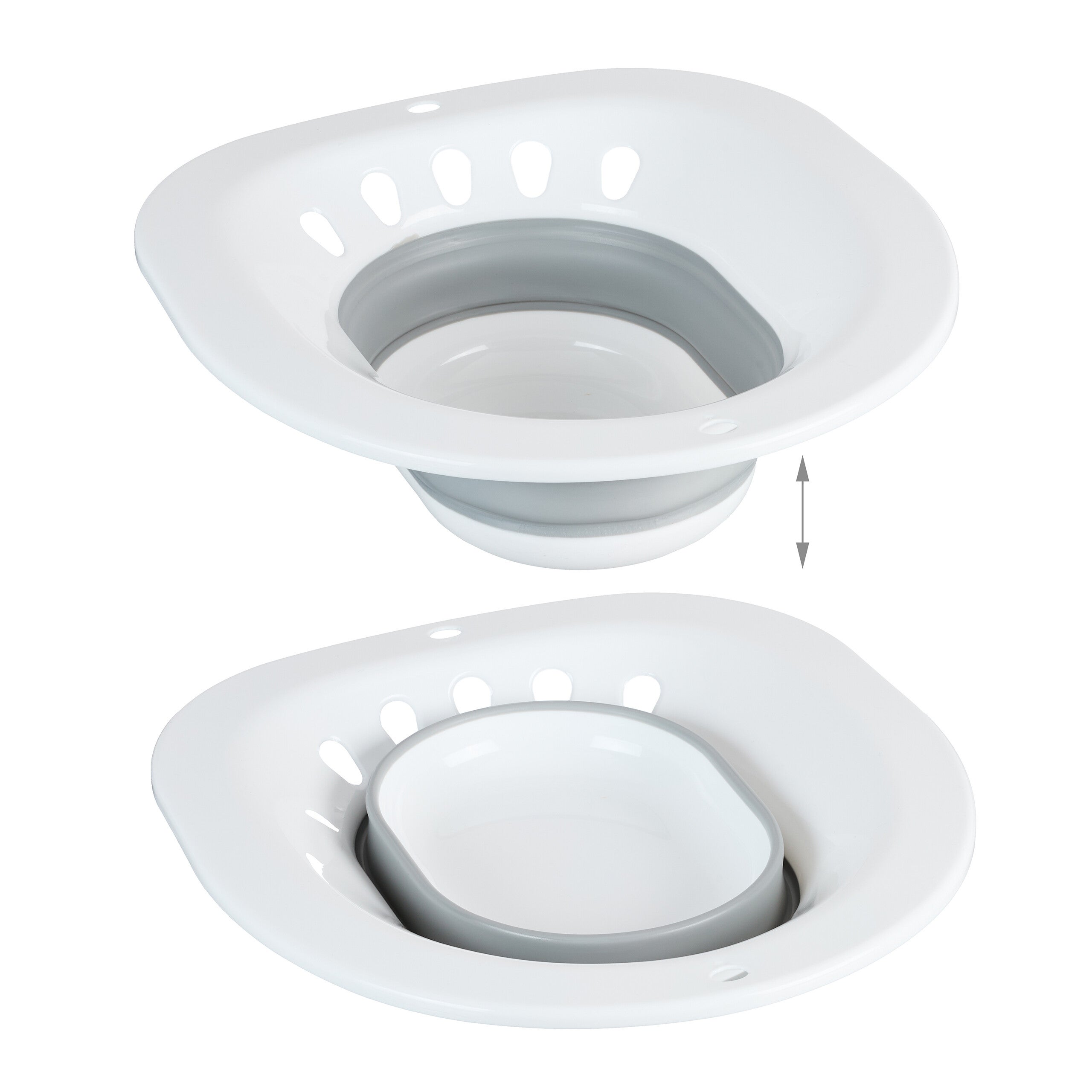 Bain de siège pliable pour WC, 12 x 36 x 39 cm, bidet en PP thermoplastique pour l'hygiène intime, blanc et gris, Relaxdays - 6