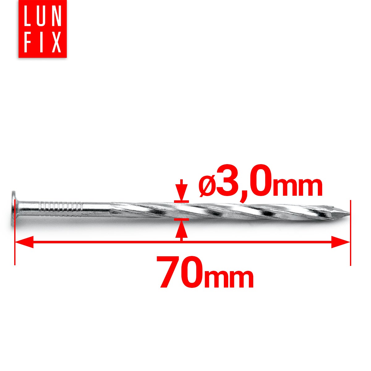 Gwoździe skręcane 3x70 mm ocynkowane 1kg ok. 250szt. - 2