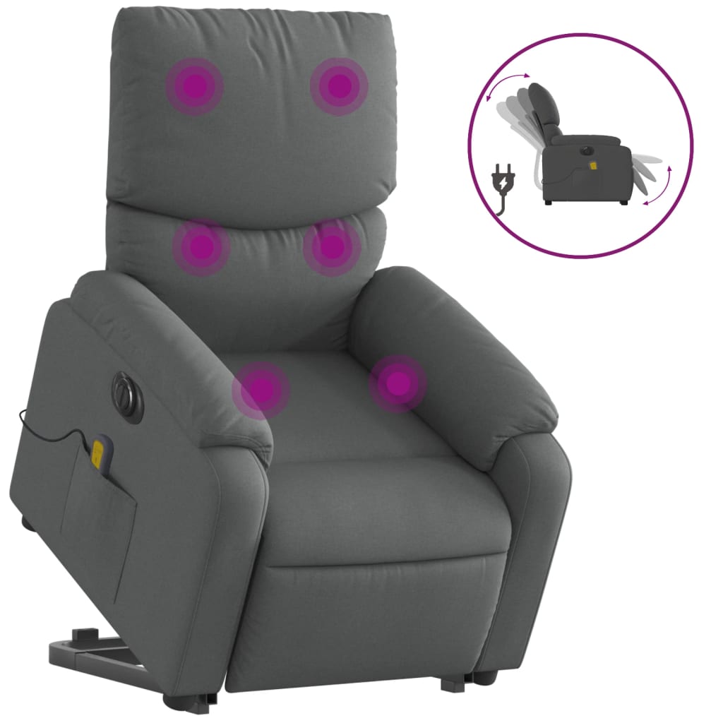 Sillón de masaje eléctrico | sillón de relax | silla de relax reclinable elevable tela gris oscuro cfw898277