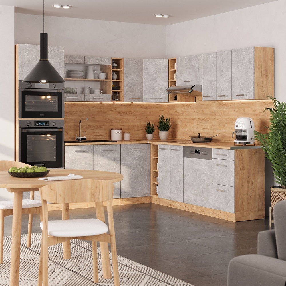 Vicco Cuisine en angle R-Line, Béton/Chêne de force doré, 247 x 237 cm, PT Chêne - 5
