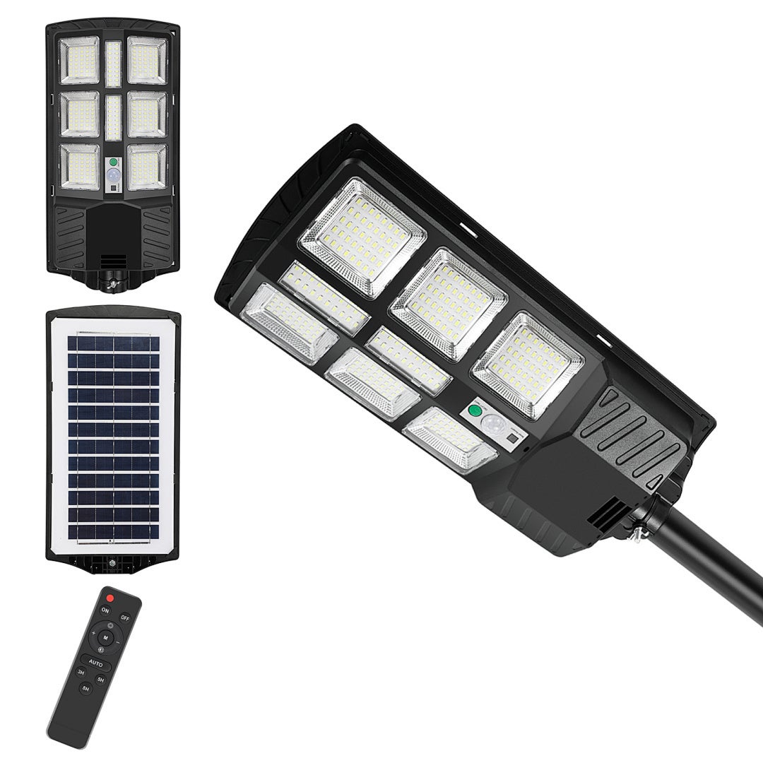 Zewnętrzny Kinkiet Solarny LED 300W, IP67 Wodoszczelny, 4 Tryby Oświetlenia, Czujnik Radarowy, Pilot, Oświetlenie Bezpieczeństwa