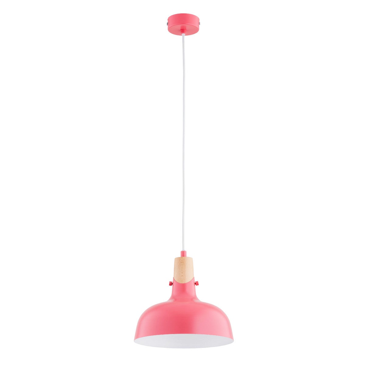 Lampa wisząca Solo różowo-jasne drewno-biała 1xE27x15W dziecięca wym: 90 x 23 x 23 cm metal Alfa