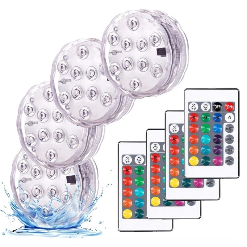 Dekoracyjne kolorowe oświetlenie krajobrazowe Lumières LED wodoodporny zestaw wielokolorowych lamp RGB zanurzalnych z pilotami idealne do akwarium