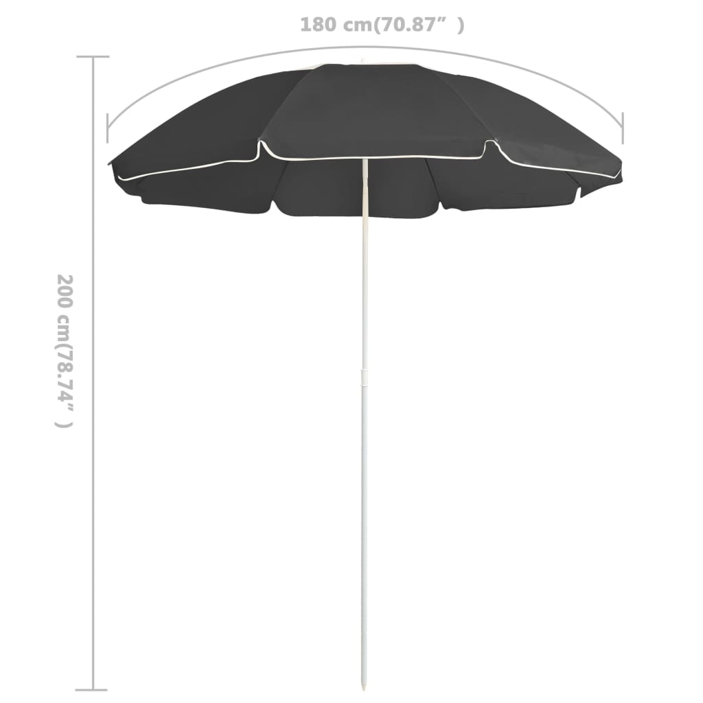Parasol d'extérieur avec mât en acier Anthracite 180cm 2 - 5