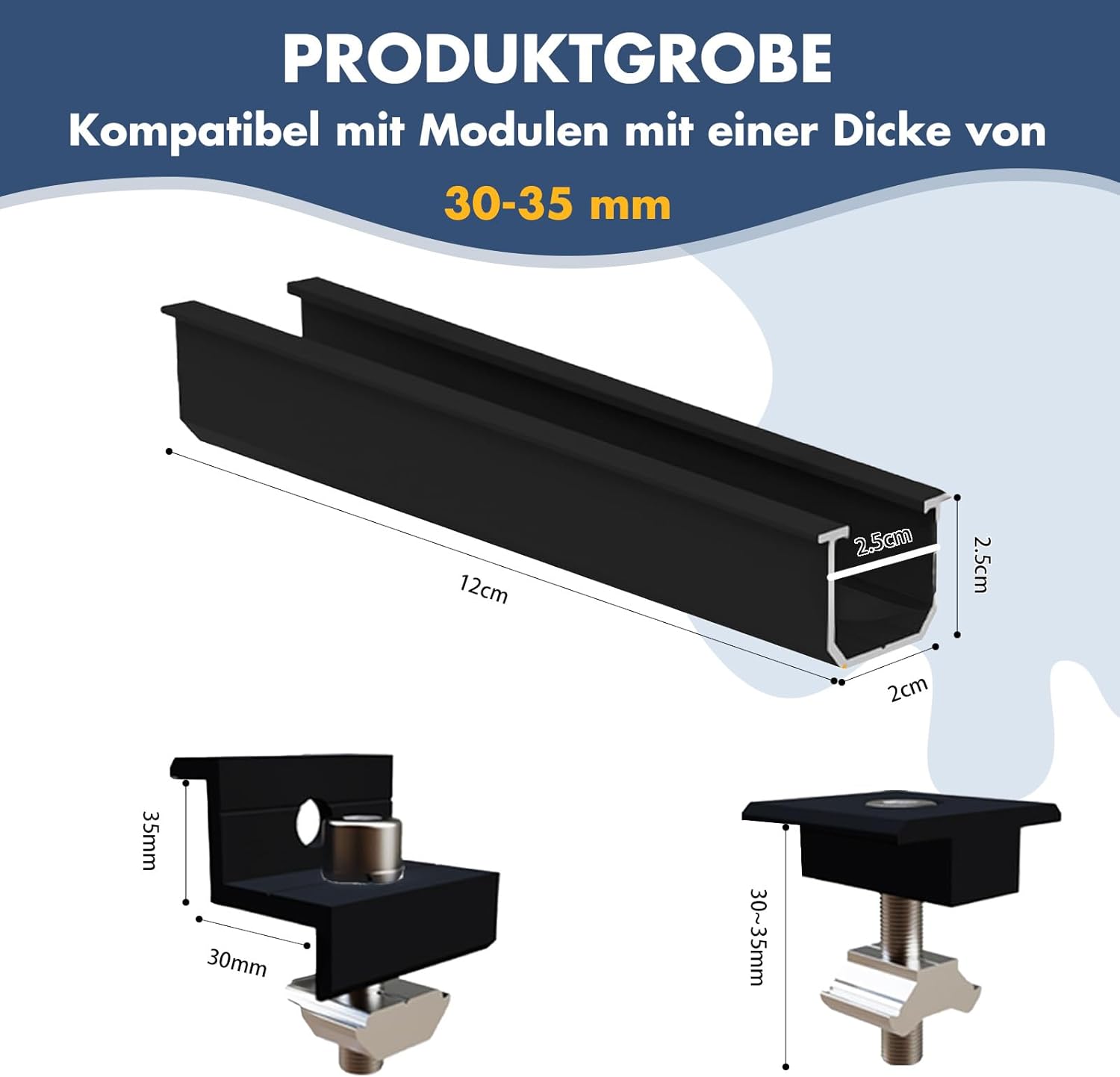 Support de Panneau Solaire, Kit de Montage Solaire, Fixation Panneau Solaire de 30 à 35 mm réglables, Solaire Photovoltaïque pour 2 panneaux,pour Ba - 3