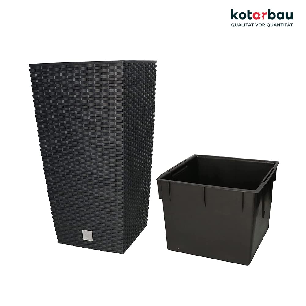 Doniczka rattan osłona donica antracyt 610 + wkład - KOTARBAU - 7