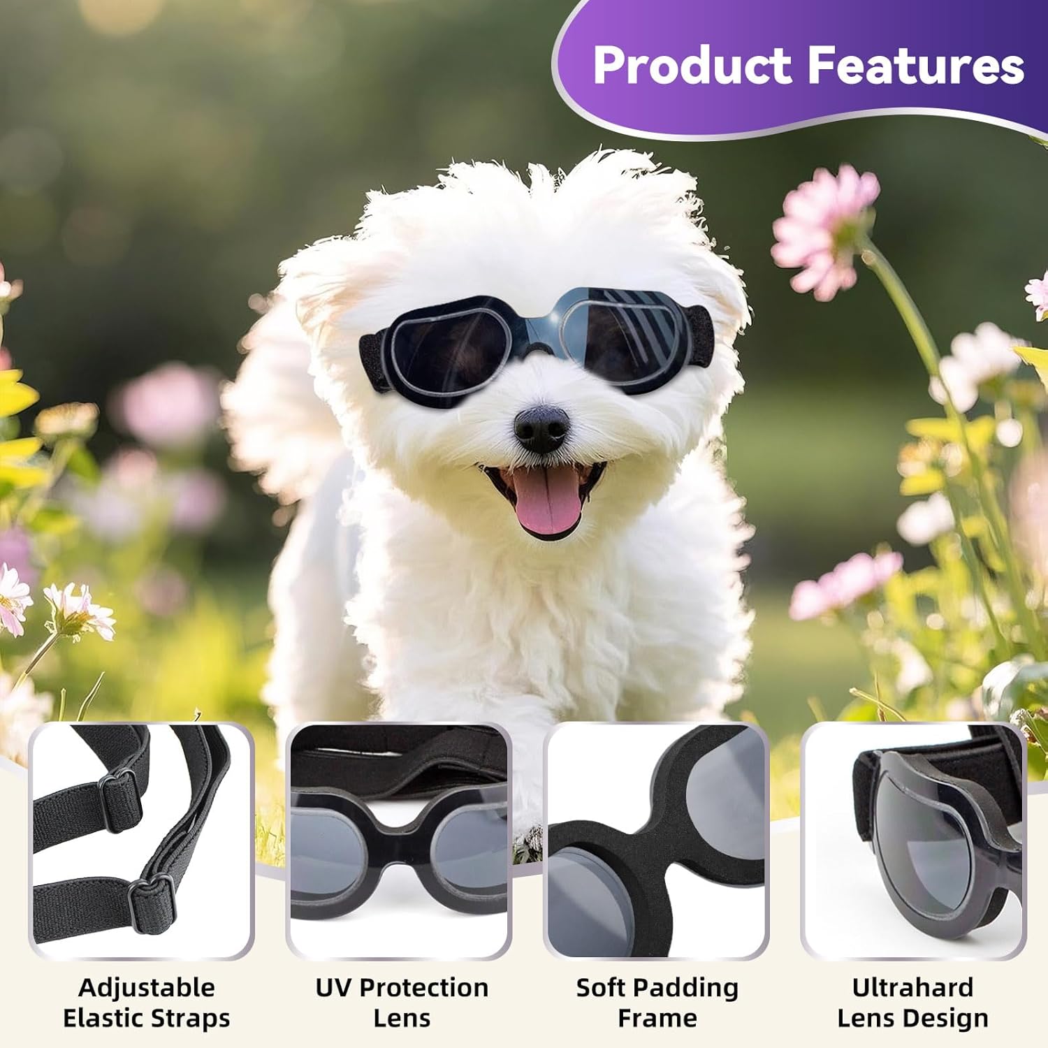 Noir Lunette pour Chien Anti-UV Anti-Neige Lunettes pour Petit Chien Chiot Chat Lunettes de Protection - 3