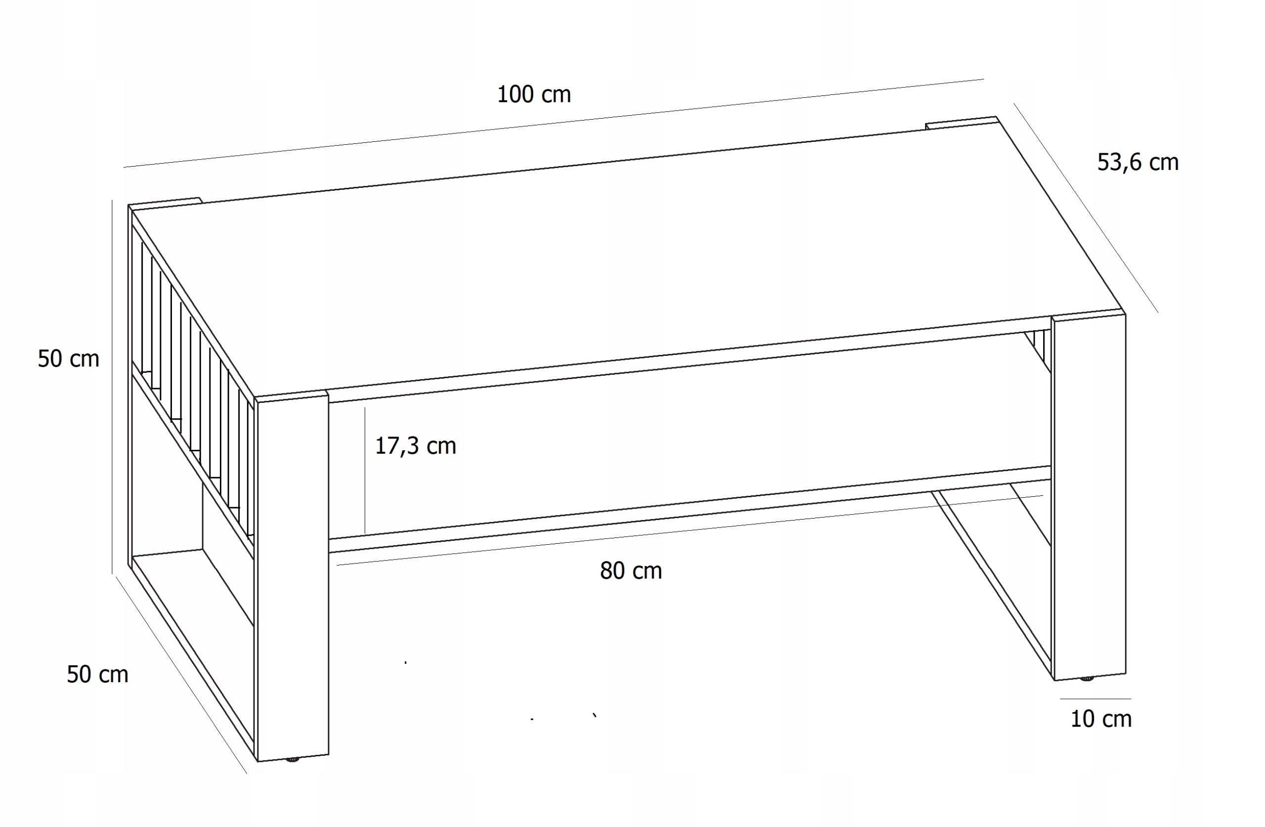 Ława stolik kawowy IGA wotan-czarny z lamelami loft retro rustykalny PER - 5