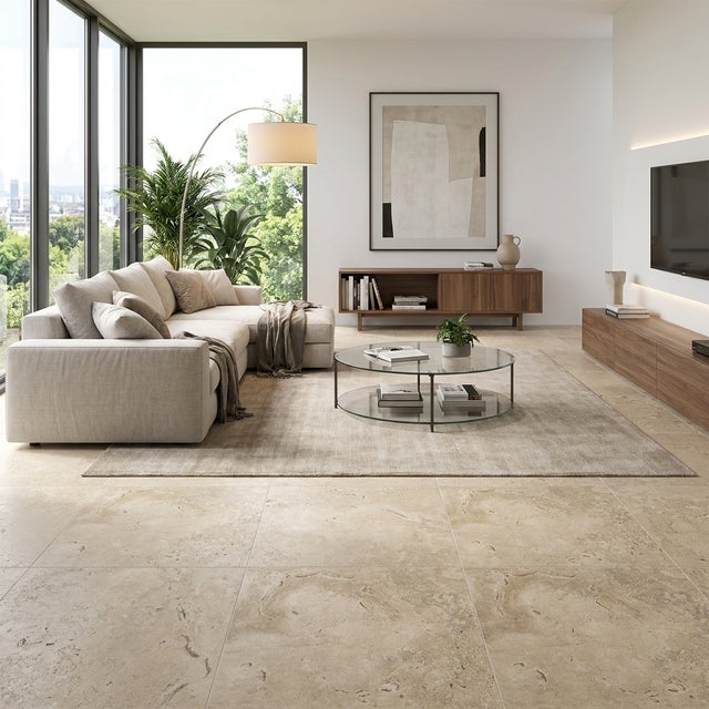 Carrelage sol effet Travertin Tivertino Terre 60x60 cm - Réflex Boutique