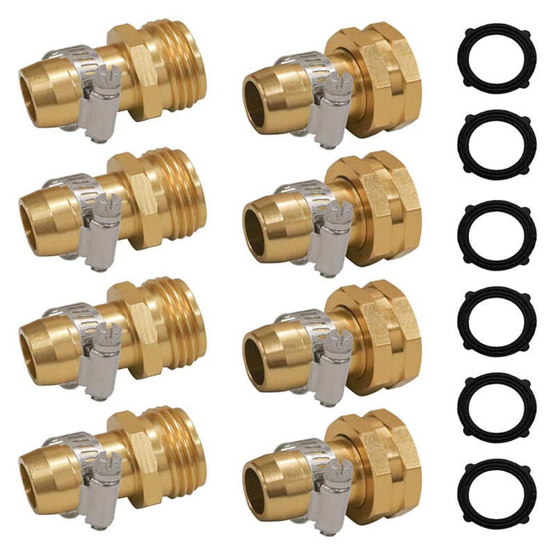 Złączka naprawcza do węża ogrodowego, zestaw naprawczy do węża wodnego, złączki do węża żeńskie i męskie ze śrubą zaciskową, zestaw 4 sztuk