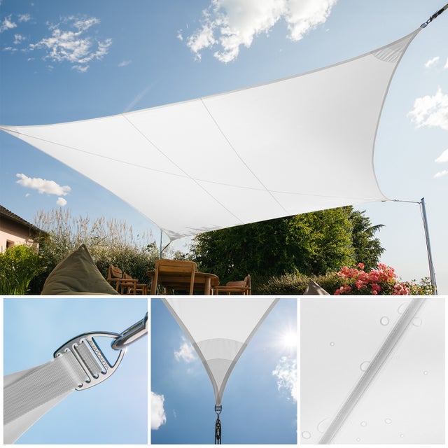 Vela Parasole 5x5m In Oxford - Tessuto Impermeabile UV, Colore Tortora, Per Giardino E Terrazza - Foto 11