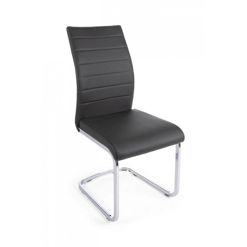 Zestaw 6 krzeseł do jadalni ze skóry ekologicznej, ciemnoszary