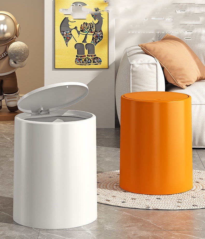 Poubelle salle de bain Interrupteur à bouton-poussoir Blanc 21.5x24.5cm - 5