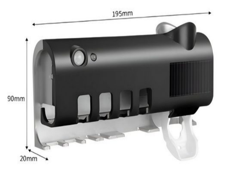 Wielofunkcyjny uchwyt ścienny na szczoteczkę do zębów Smart UV w kolorze czarnym z inteligentnym wykrywaniem i sterylizacją ultrafioletową - 4