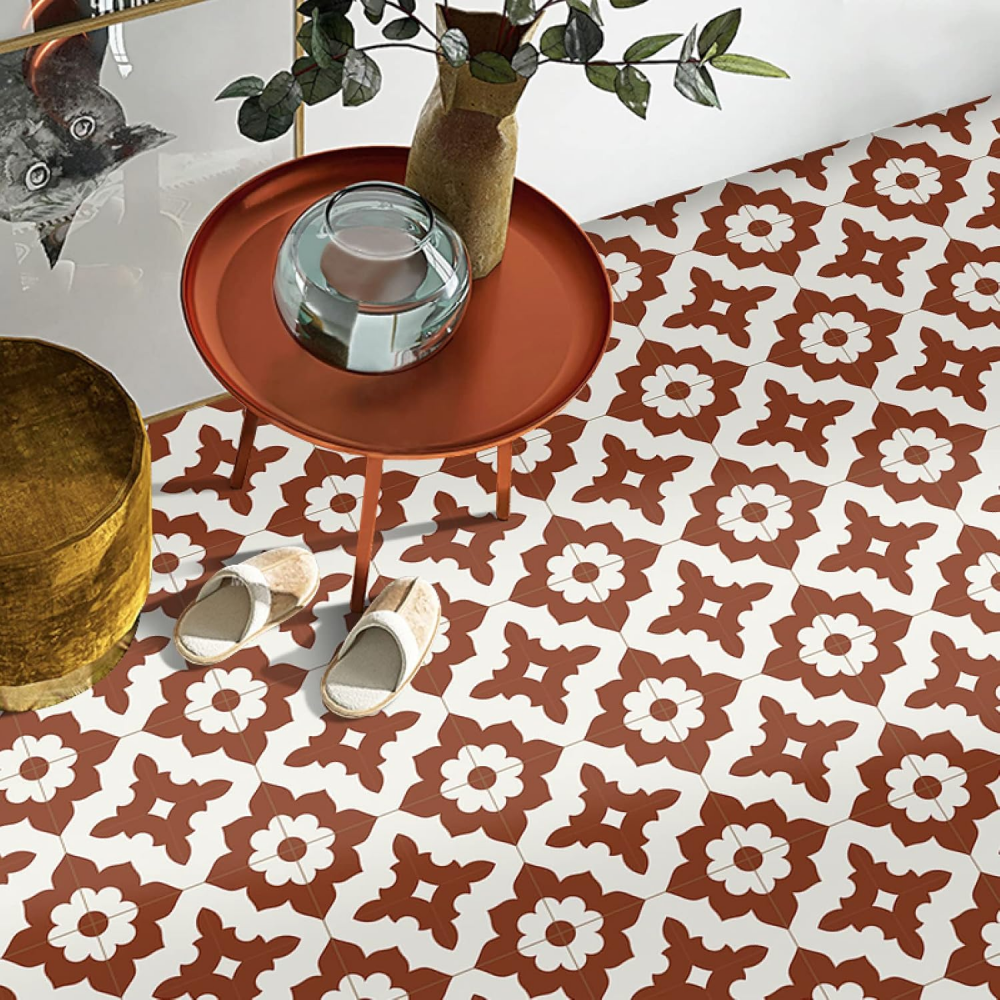 Lot de 5 autocollants muraux pour carrelage à décoller et coller, marron, 30 x 30 cm, pour salon, chambre à coucher, décoration m - 4