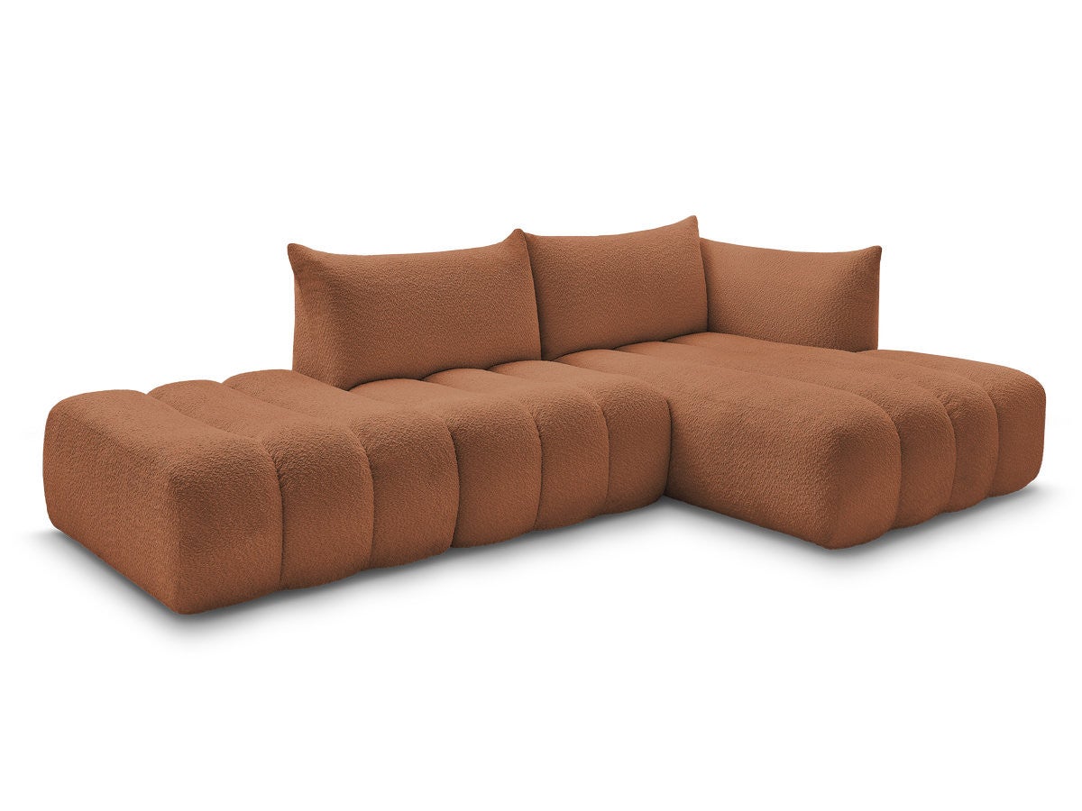 Canapé d'angle fixe modulable AZRA tissu bouclette BOBOCHIC 4 places ...