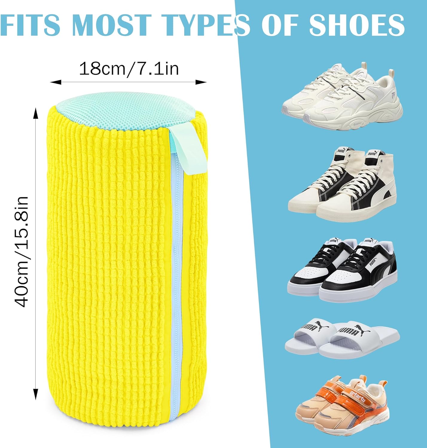 2 Sacchetti Scarpe 40x18cm per Lavatrice Riutilizzabili Cerniera