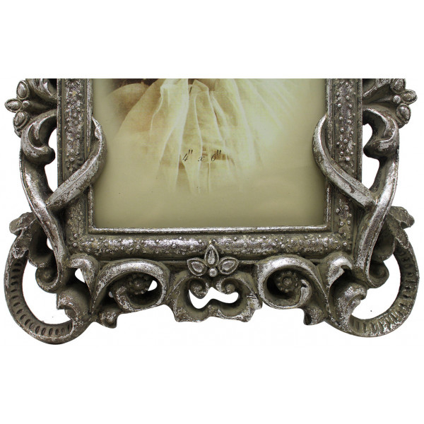 Porte-photo support coeur en résine argent vieilli L18xPR2xH27 cm - 3