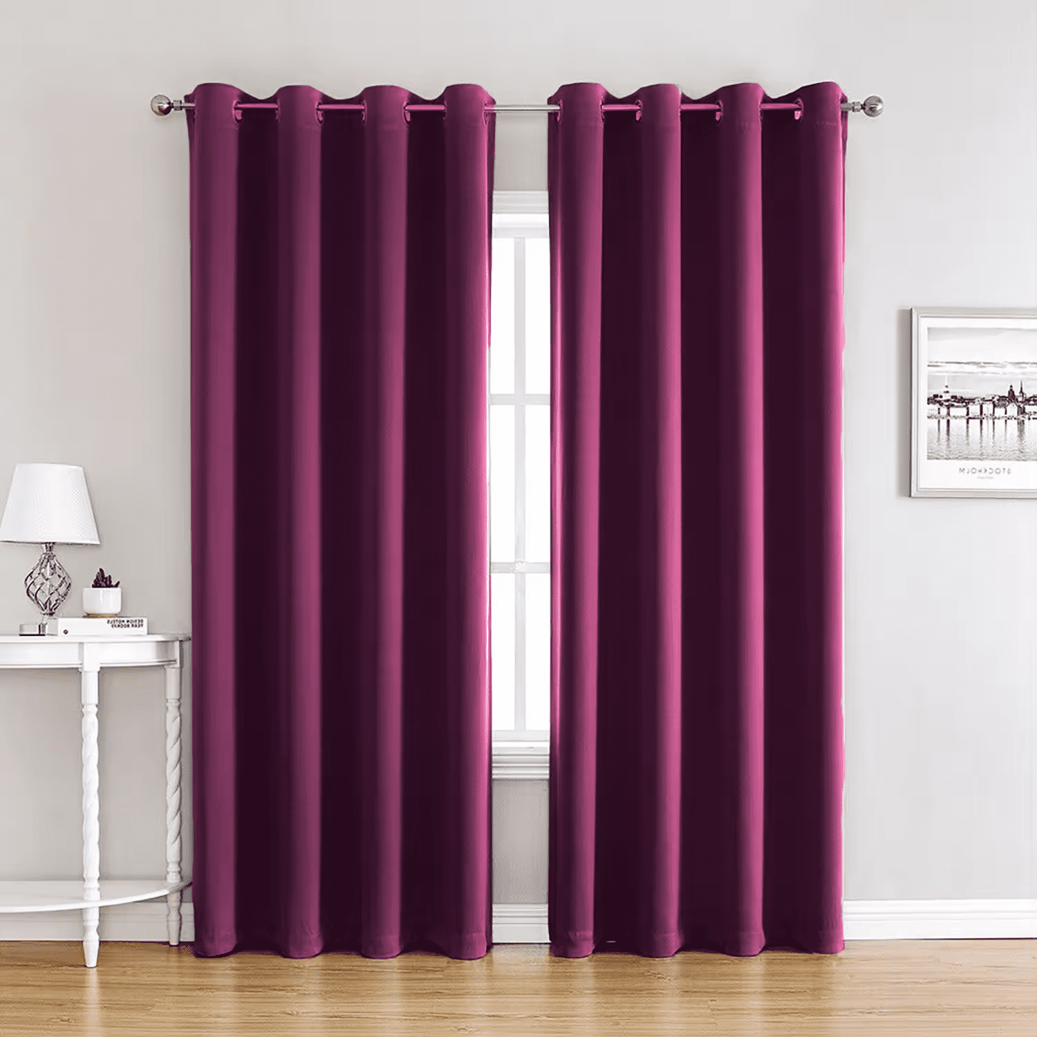 Cortinas opaca foscurit gruesa y suave 140x260cm resistente al calor y la luz, color vino (2 piezas)