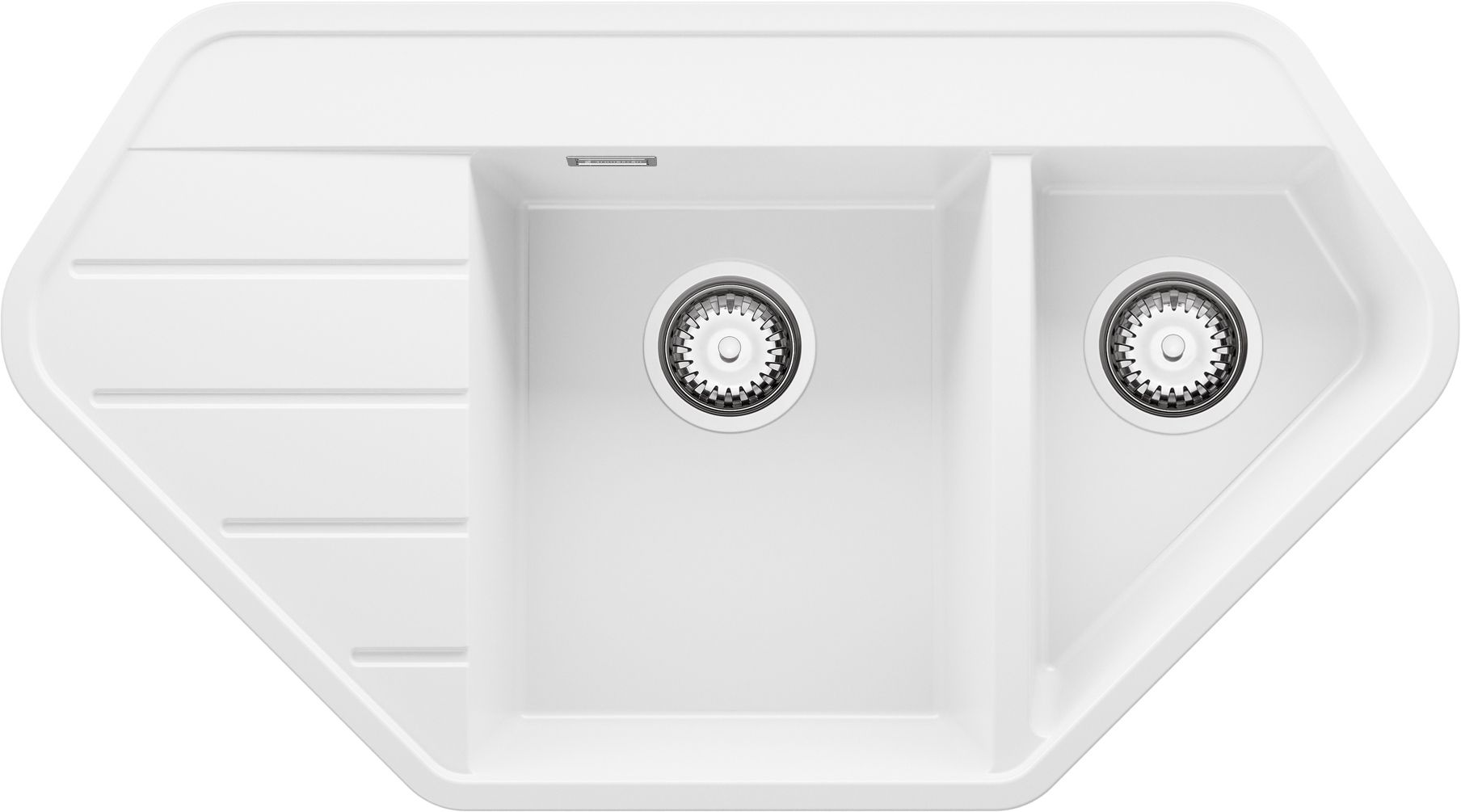 Evier d'angle en Granit Graphite 90x50cm, Lavabo Cuisine 1,5 bacs + Kit Evier d'angle en Granit Graphite 90x50cm, Lavabo Cuisine 1,5 bacs + Kit