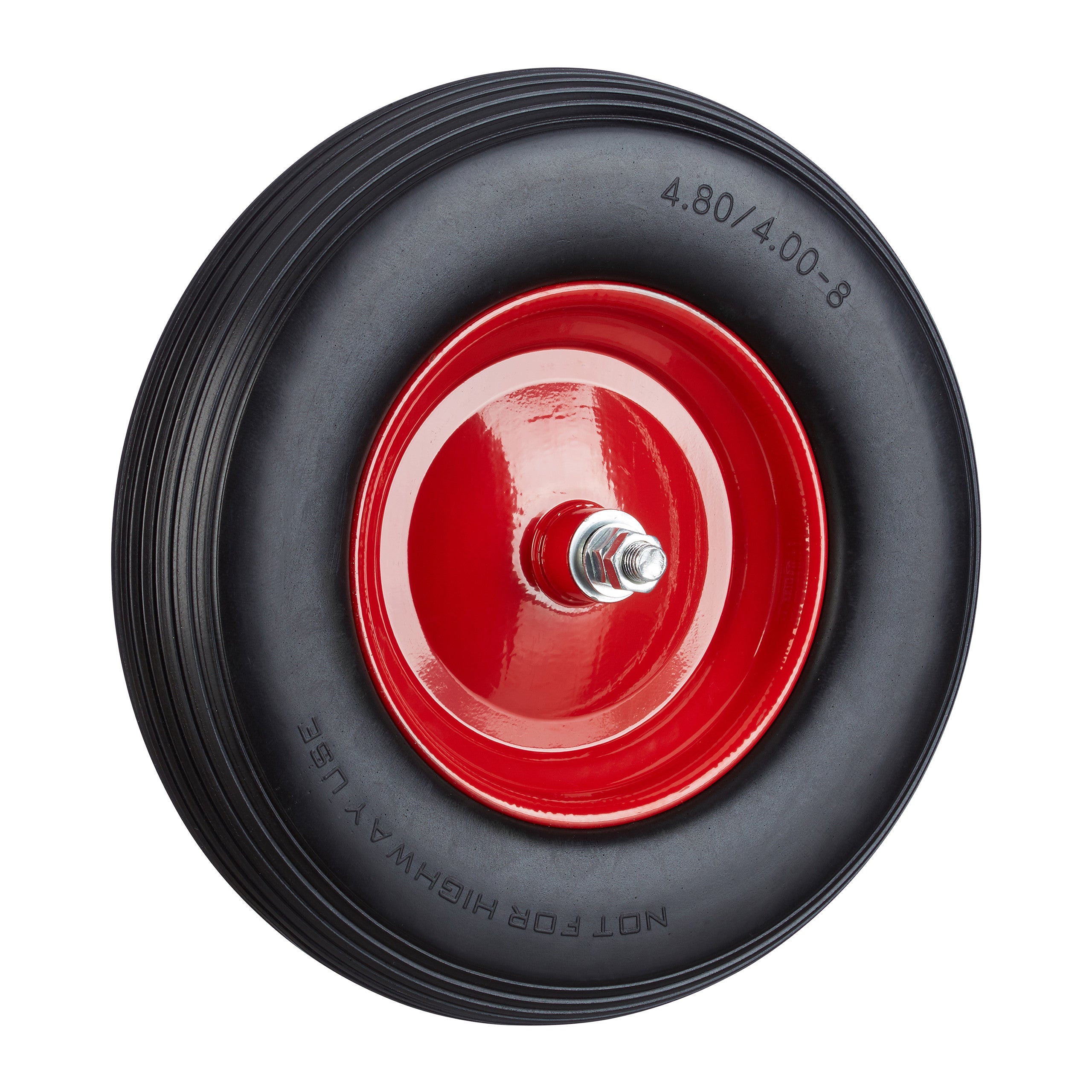 4 ruedas carretilla 4.80 4.00-8 con eje, goma, negro-rojo, hasta 100 kg