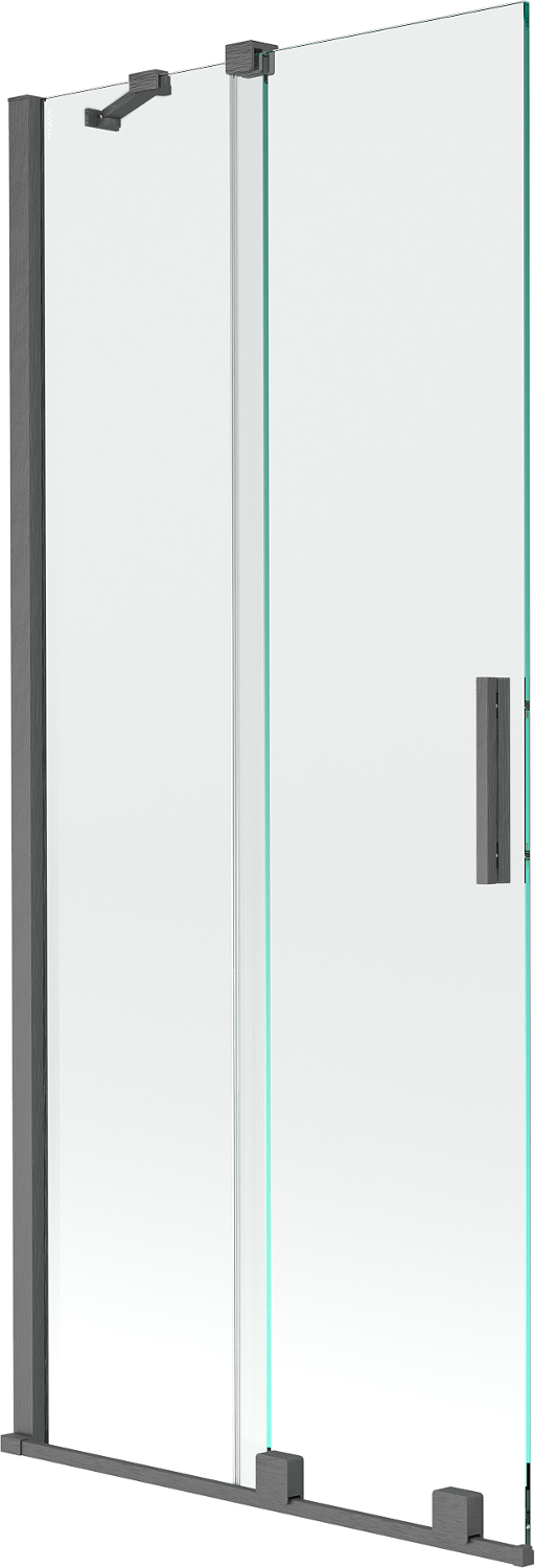 Mexen Velar parawan nawannowy 2-skrzydłowy rozsuwany 80 x 150 cm, transparent, gun gray szczotkowany - 896-080-000-01-66