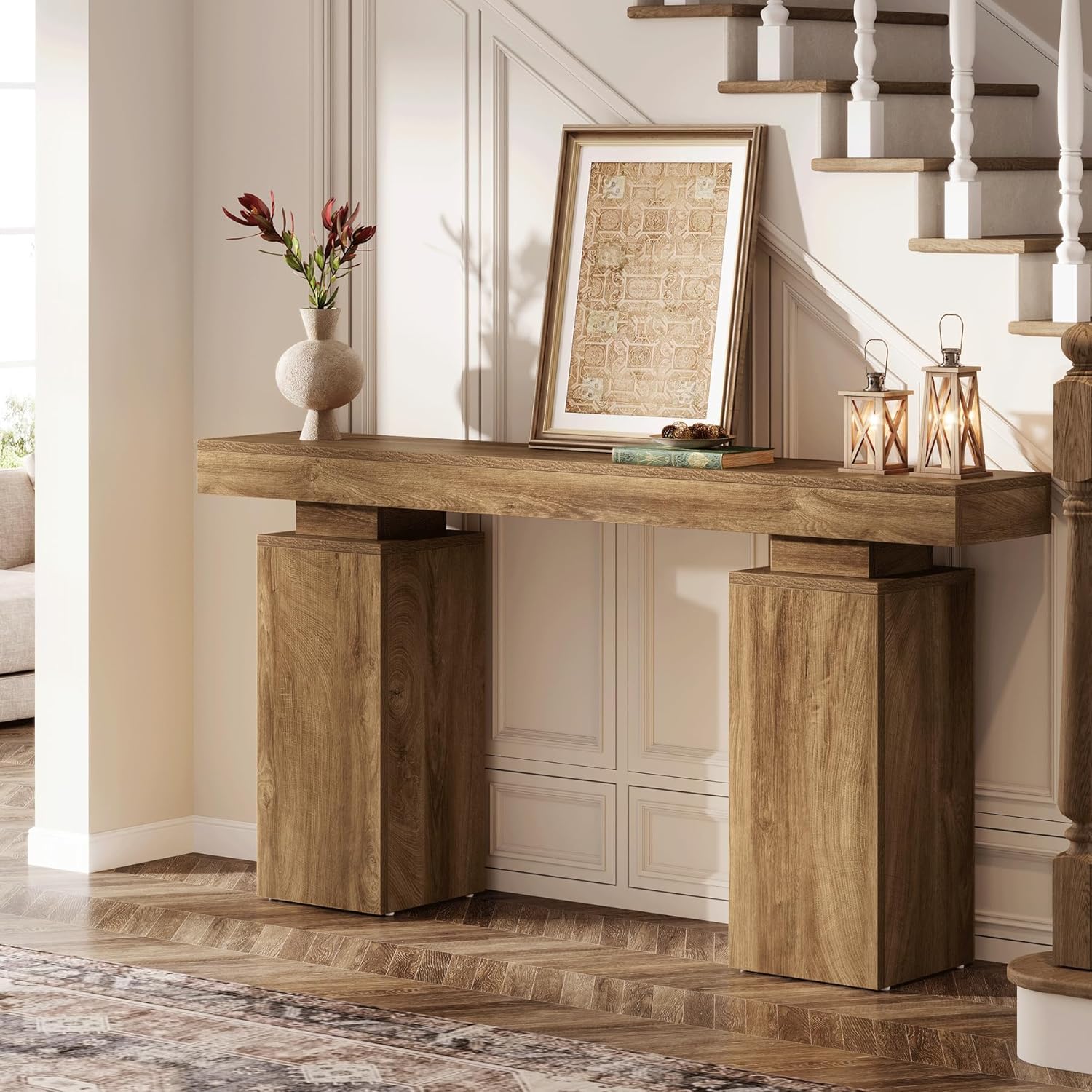 Długi stolik konsolowy Tribesigns – naturalna elegancja i styl rustykalny (160 cm), łatwy montaż - 7