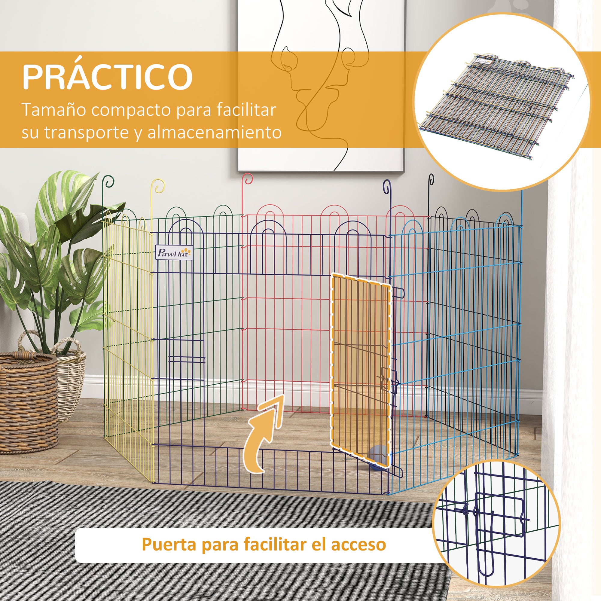 Parque para Animais PawHut Metal Multicor Ø120x60 cm - 6